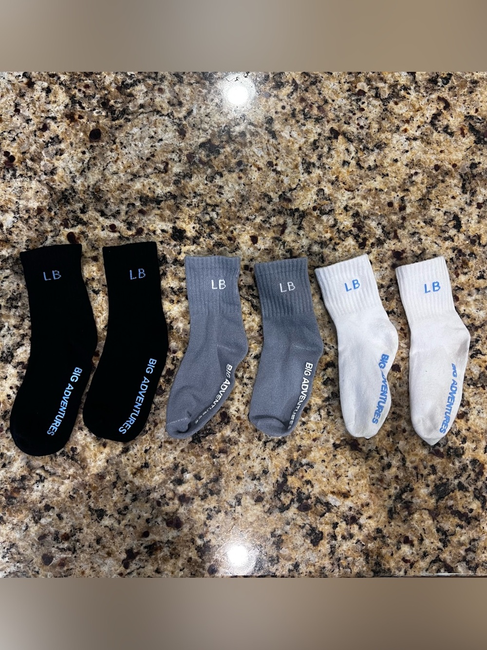 Little Bipsy Kids Crew Socks - Black, Gray & White-Set of 3 Pairs - Picture 3 of 4